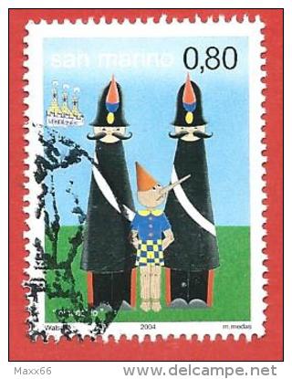 SAN MARINO USATO - 2004 - Favole - Collodi - Pinocchio - € 0,80 - S. 2003 - Oblitérés