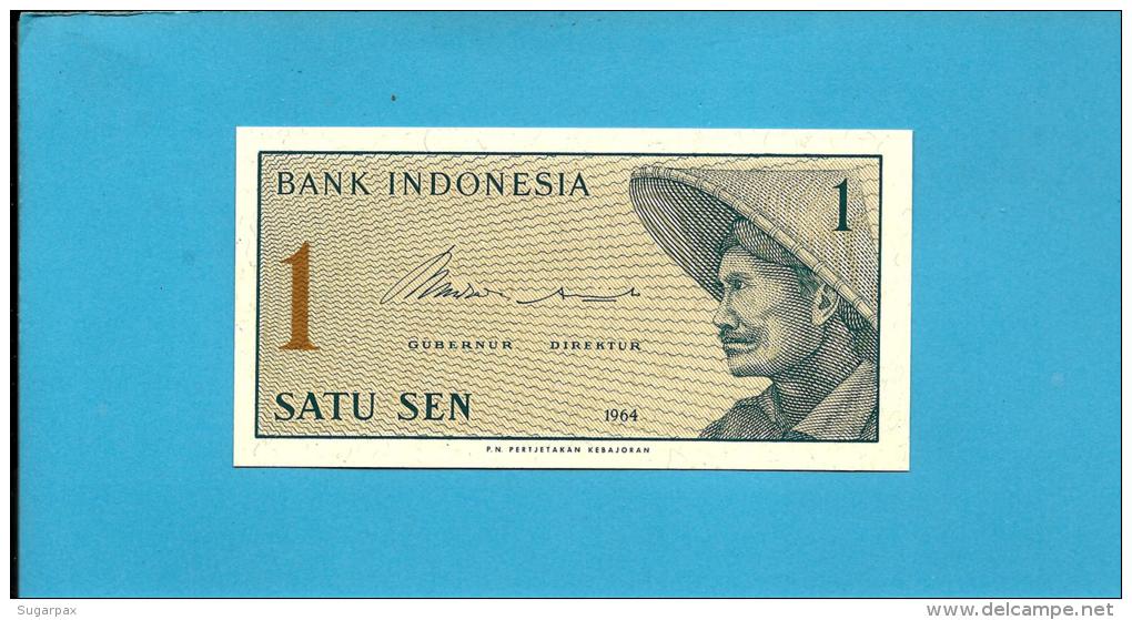 INDONESIA - 1 SEN - 1964 - P 90 - UNC. - Série XBY - Replacement - Peasant With Straw Hat - 2 Scans - Indonésie