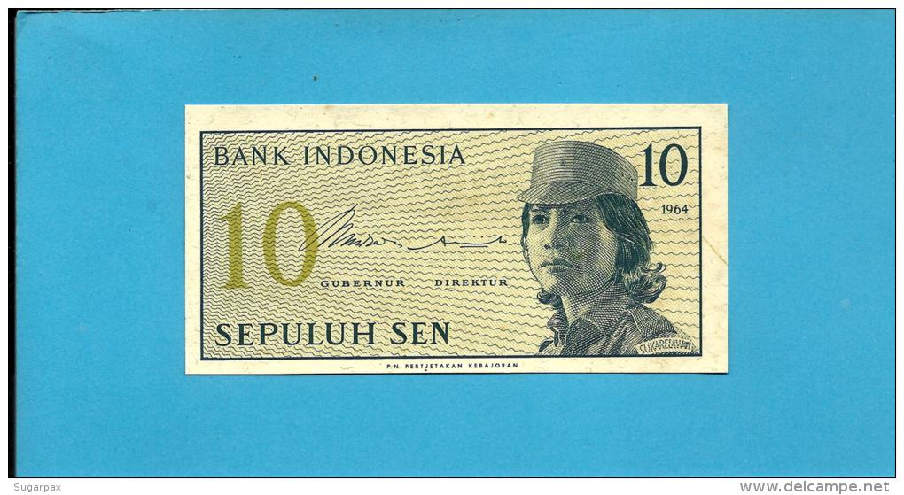 INDONESIA - 10 SEN - 1964 - P 92 - UNC. - Série CDS - Female Volunteer In Uniform - 2 Scans - Indonésie