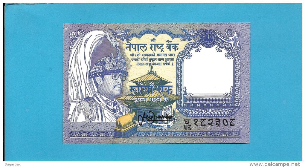 NEPAL - 1  Rupee - ND ( 1991 -  ) - P 37 - Sign. 13 - UNC. - King Birendra Bir Bikram - 2 Scans - Népal