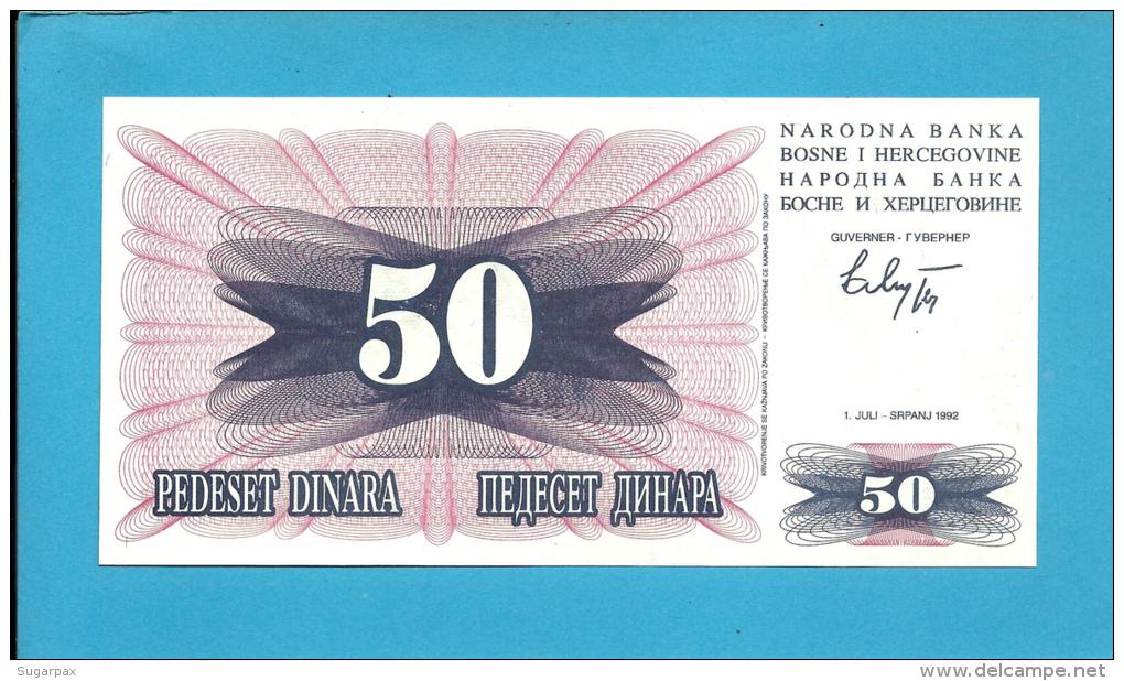 BOSNIA &amp; HERZEGOVINA - 50 DINARA - 1992 - Pick 12 - UNC. -  Prefix FE - Narodna Banka Bosne I Hercegovine - Bosnia Erzegovina