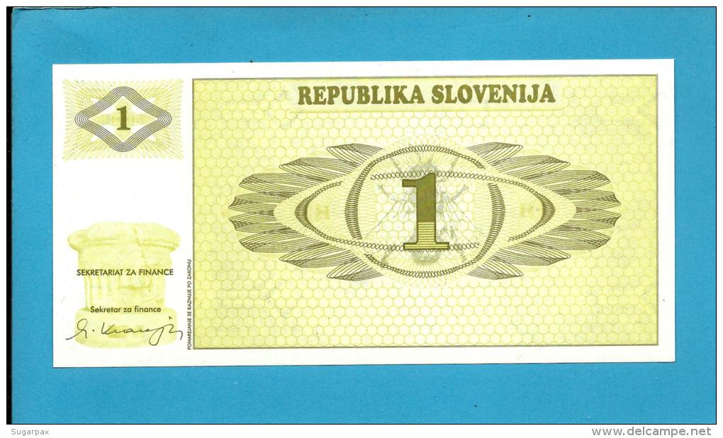 SLOVENIA - 1 TOLAR - 1990 - Pick 1 -  UNC. - Prefix AA - Republika Slovenija - 2 Scans - Slovénie