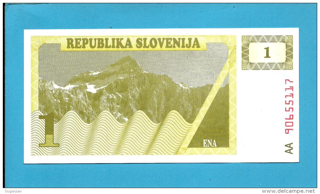 SLOVENIA - 1 TOLAR - 1990 - Pick 1 -  UNC. - Prefix AA - Republika Slovenija - 2 Scans - Slovénie