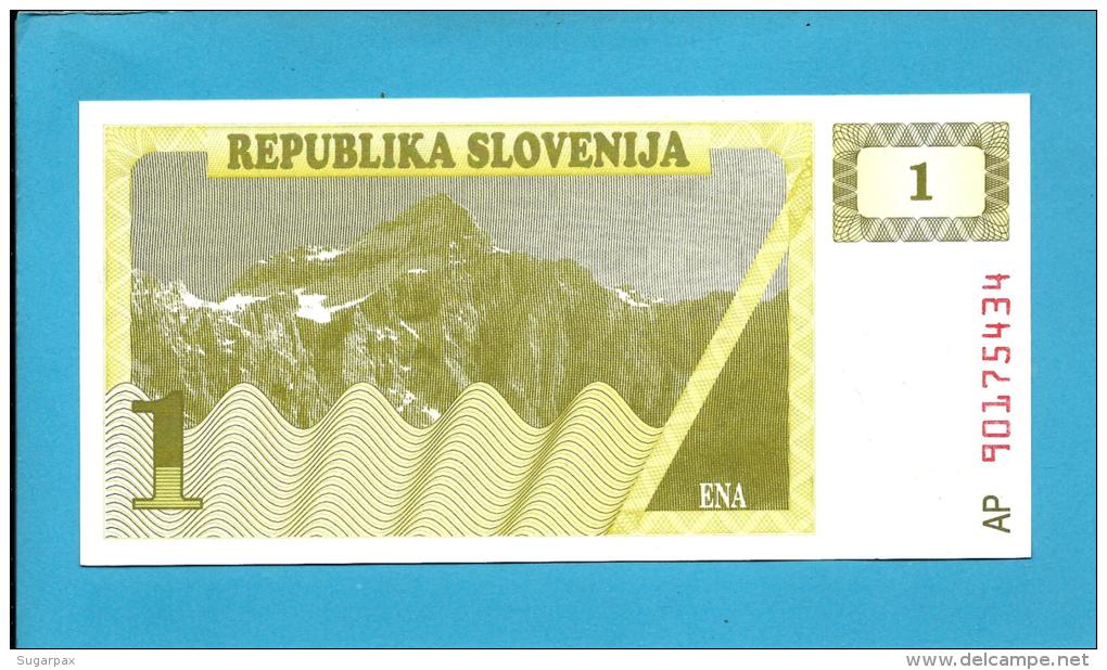 SLOVENIA - 1 TOLAR - 1990 - Pick 1 -  UNC. - Prefix AP - Republika Slovenija - 2 Scans - Slovenia