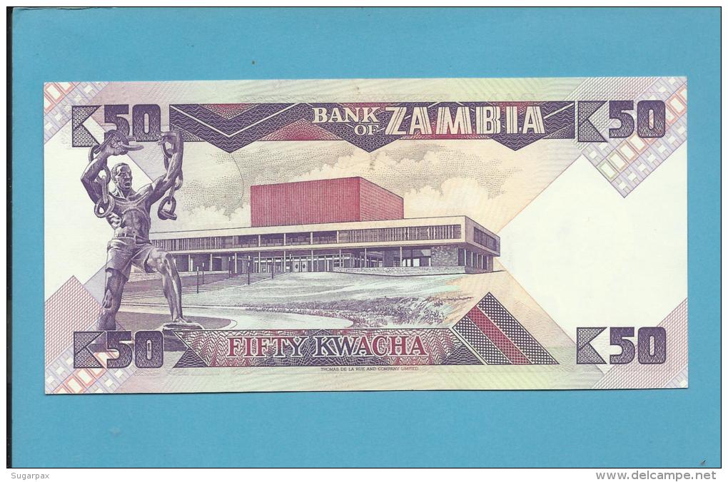 ZAMBIA - 50 KWACHA - ND ( 1986 - 88 ) - Pick 28 - Sign. 7 - UNC. - President K. KAUNDA - 2 Scans - Zambia