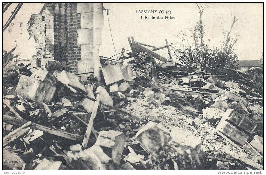 PICARDIE - 60 - OISE - LASSIGNY - L'école Des Filles - Destruction De Guerre - Lassigny