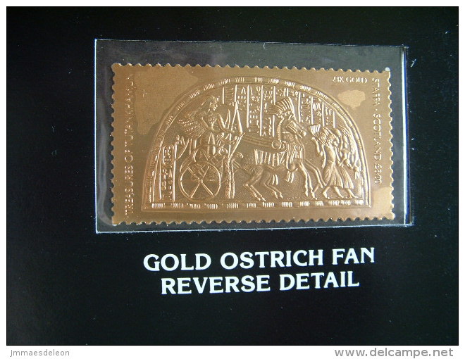 Staffa Is., UK (local) Egypt Pharaoh Tutankhamun - 23K Gold Foil - Gold Ostrich Fan Reverse Detail - Arqueología