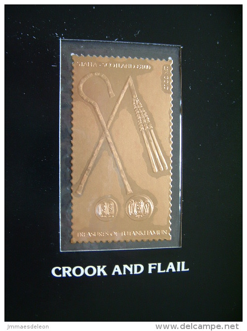 Staffa Is., UK (local) Egypt Pharaoh Tutankhamun - 23K Gold Foil - Crook And Flail - Archäologie