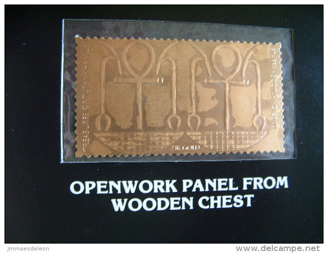 Staffa Is., UK (local) Egypt Pharaoh Tutankhamun - 23K Gold Foil - Openwork Panel From Wooden Chest - Archäologie