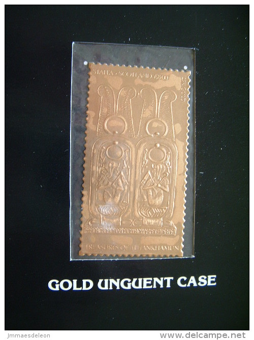 Staffa Is., UK (local) Egypt Pharaoh Tutankhamun - 23K Gold Foil - Gold Unguent Case - Archäologie