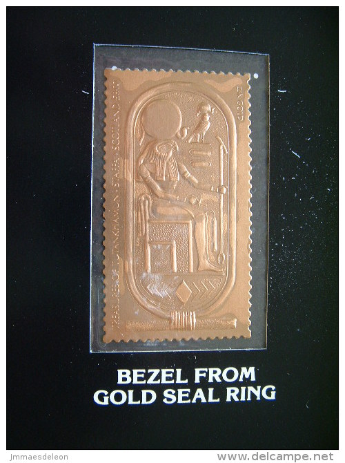 Staffa Is., UK (local) Egypt Pharaoh Tutankhamun - 23K Gold Foil - Bezel From Gold Seal Ring - Arqueología