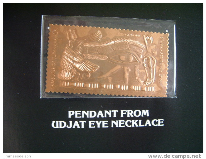 Staffa Is., UK (local) Egypt Pharaoh Tutankhamun - 23K Gold Foil - Pendant From Udjat Eye Necklace - Arqueología