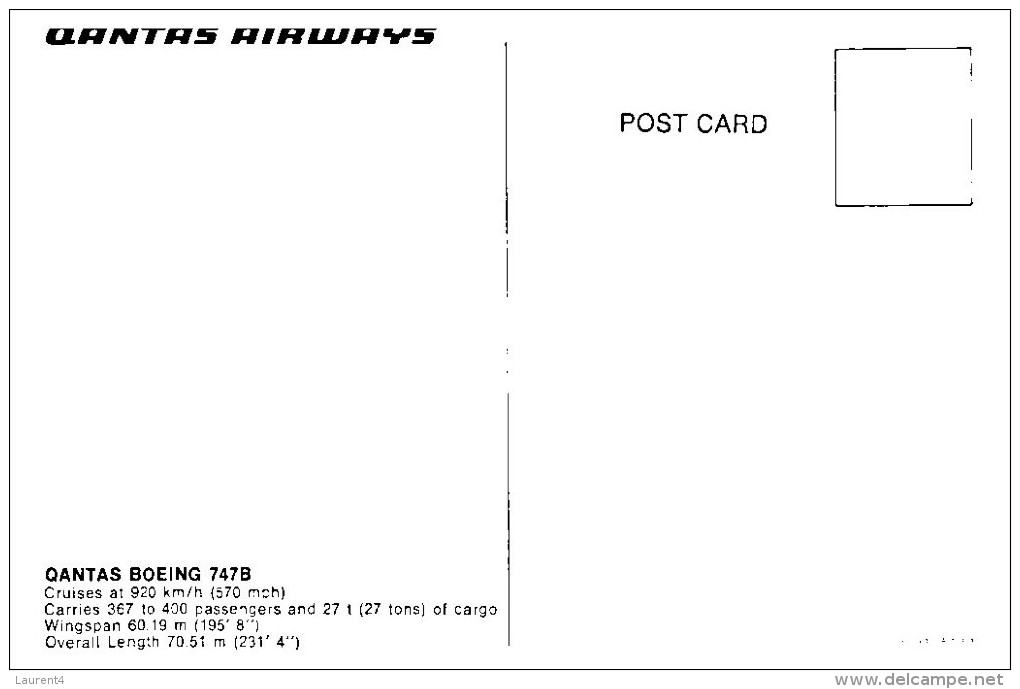 (PH 543) Australia - QANTAS Boeing 707 + 747B (2 Postcards) - 1946-....: Moderne