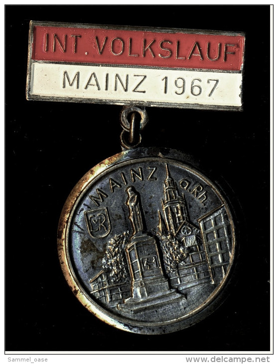 Anstecker Mit Kleiner 800er Silber-Medaillie  -  Int. Volkslauf Mainz 1967 - Monete Allungate (penny Souvenirs)