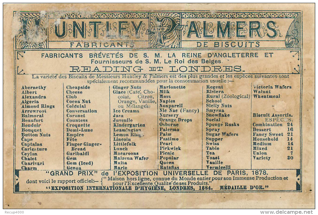 CHROMO  Biscuits HUNTLEY PALMERS  Donner à Manger Aux Oiseaux   2 Scans - Autres & Non Classés