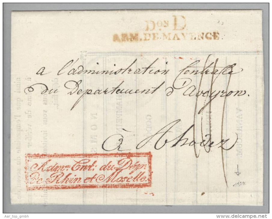 Heimat France Armee-O D.OC Arm.de Mayence 179? Adm.Cnt.du Dép.de Rhin Et Moselle Sign. - 1792-1815: Conquered Departments