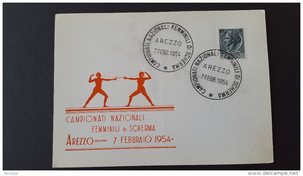 Italy 1954 Campionati Femminili Di Scherma  Souvenir Cover - 1946-60: Usados