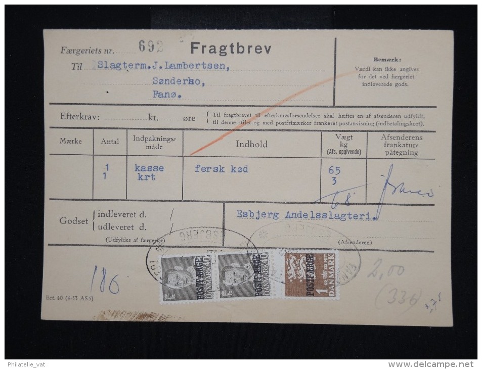 DANEMARK - Timbre Surchargé " Postf Aerge " Sur Document En 1962 - - à Voir - Lot P8044 - Lettres & Documents