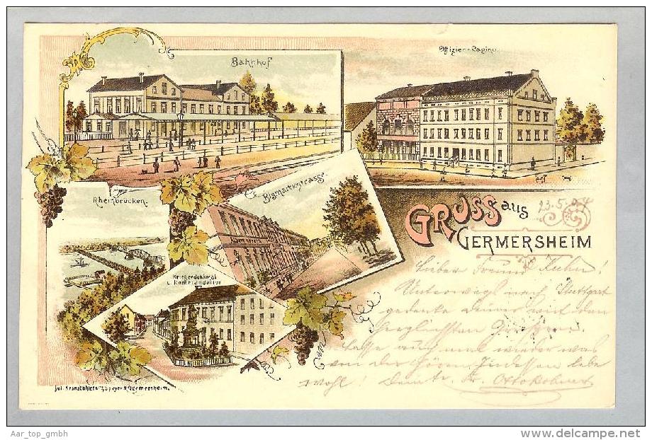 AK DE RP GERMERSHEIM 1904-05-24 Litho J.Krenzbühlerz - Germersheim