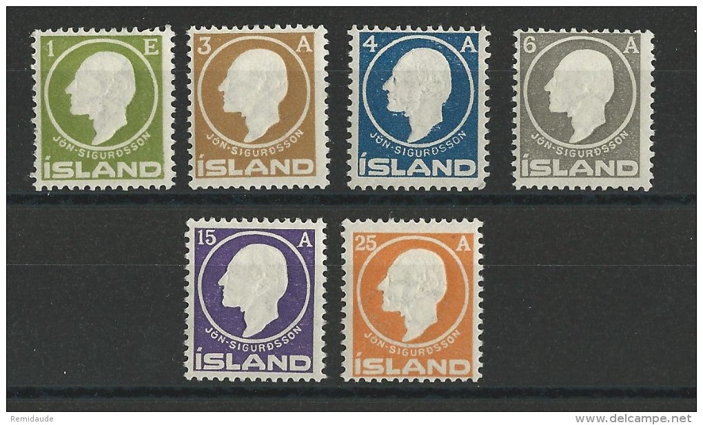 ISLANDE - 1911 - Yvert N° 62/67 * MLH - CHARNIERES TRES LEGERES - COTE = 55 EUR. - Ongebruikt