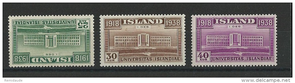 ISLANDE - 1938 - Yvert N° 168/170 ** / *  - CHARNIERE TRES LEGERE Sur 168 - COTE = 32 EUROS - Ungebraucht