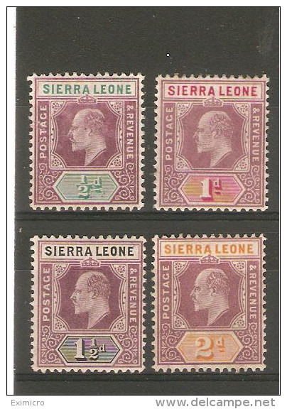 SIERRA LEONE 1904 - 1905 ½d - 2d SG 86, 87a, 88, 89 Watermark Multiple Crown CA LIGHTLY MOUNTED MINT Cat £19.25 - Sierra Leone (...-1960)