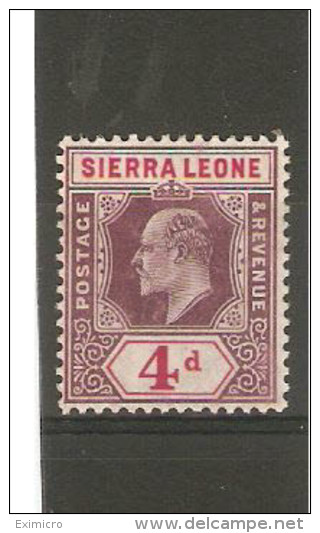 SIERRA LEONE 1904 - 1905 4d SG 92 Watermark Multiple Crown CA LIGHTLY MOUNTED MINT Cat £11 - Sierra Leone (...-1960)