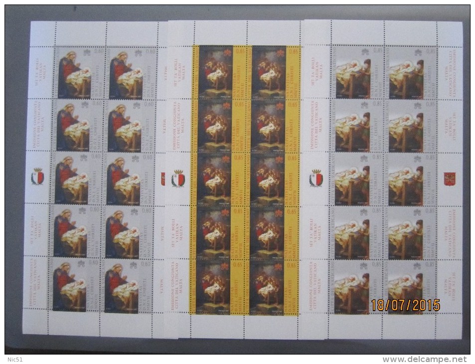 VATICANO  2007 MF 1463-65  NATALE DIPINTO DI GIUSEPPE CALI CONG.CON MALTA  MNH ** - Blocchi E Foglietti