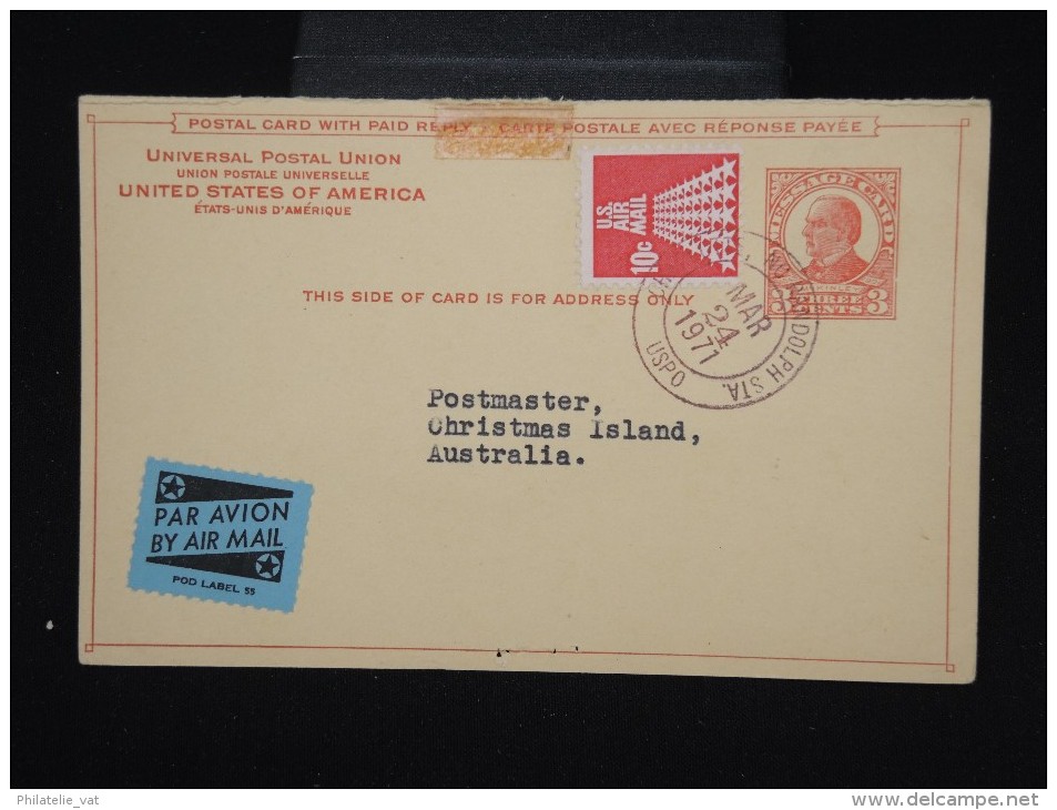 ETATS UNIS - Entier Postal Avec Réponse ( Séparée ) Pour Les Iles Christmas En 1971 - à Voir - Lot P7976 - 1961-80