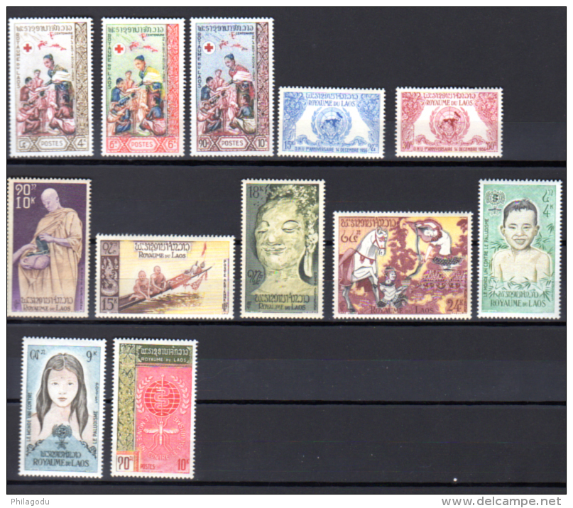 Séries Complètes 1952-1960 Entre  Yv.  13 Et 92 **,  Cote 73 €, - Laos