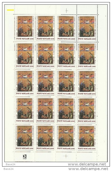 1990 Vaticano Vatican NATALE  CHRISTMAS 20 Serie Di 5v. In Foglio MNH** Sheet - Nuovi