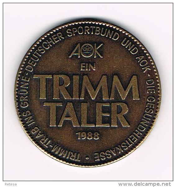 *** PENNING  AOK EIN TRIMM TALER  1988 - Souvenirmunten (elongated Coins)