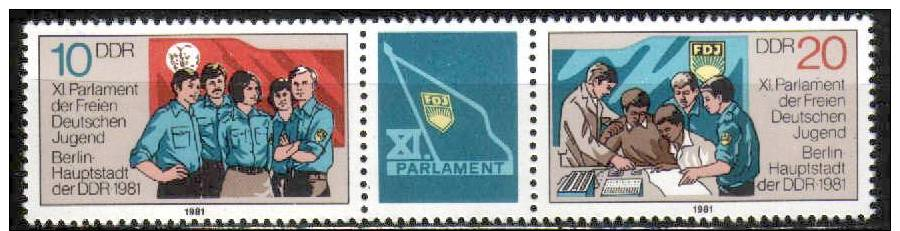 DDR 2609-2610  Postfrischer Dreierstreifen ** (4072) - Unused Stamps