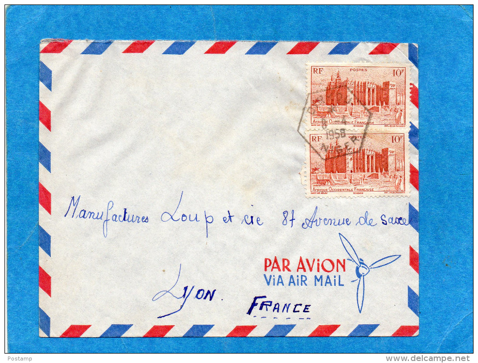 MARCOPHILIE -lettre NIGER   Pour France Cad H Exagonal DIRKOU1958--2-stamps AOF - Covers & Documents