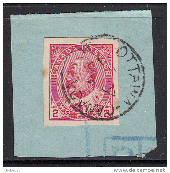 Canada Used Scott #90a 2c Edward VII Imperf Single On Piece Cancel: Ottawa, Canada ?? 5 15 - Used Stamps