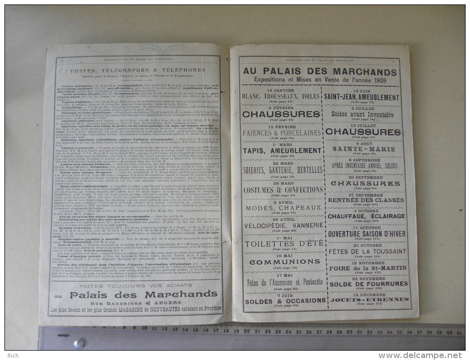 (49) Maine Et Loire AGENDA Buvard Illustré Du Palais Des Marchands 1909 - 154 Pages - Tamaño Grande : 1901-20