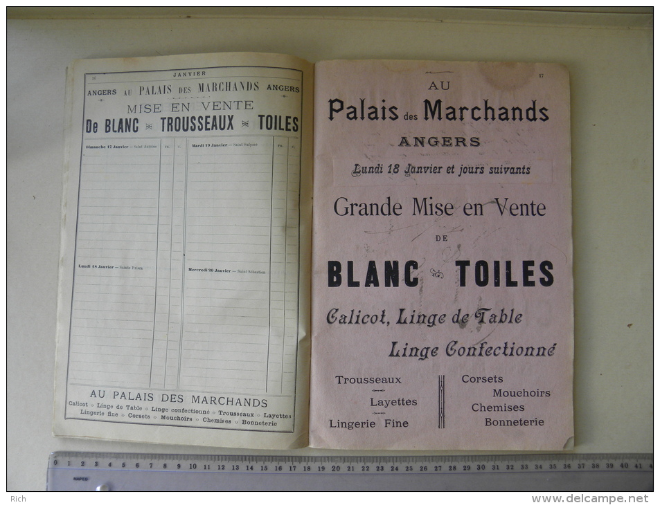 (49) Maine et Loire AGENDA Buvard illustré du Palais des Marchands 1909 - 154 pages