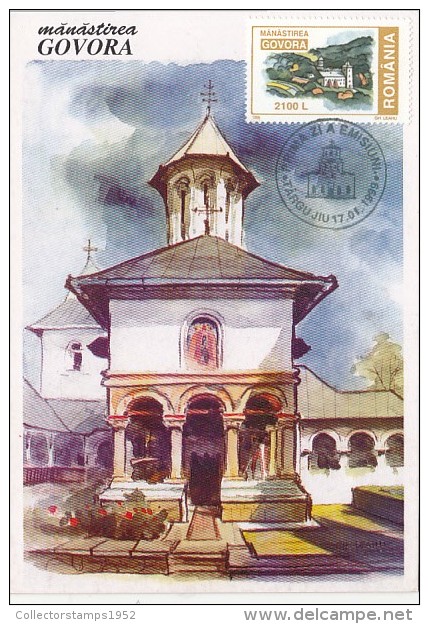 24129- ARCHITECTURE, GOVORA MONASTERY, MAXIMUM CARD, OBLIT FDC, 1999, ROMANIA - Abbayes & Monastères