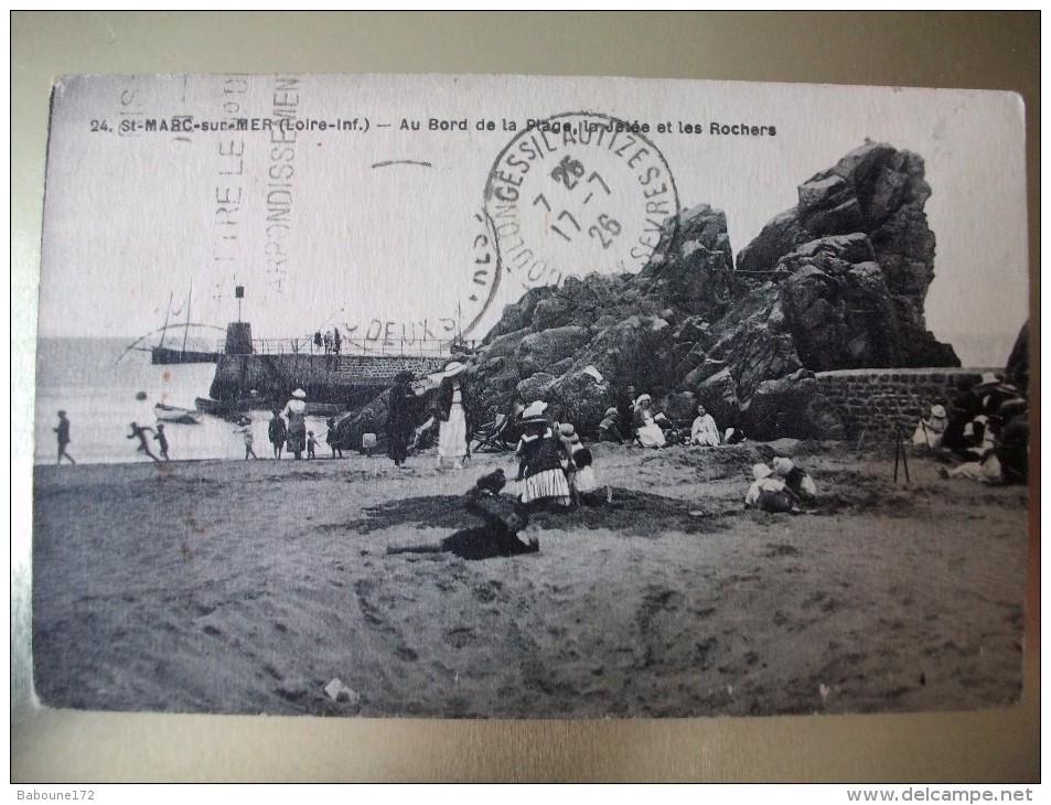 Carte Postale Saint -Marc -sur-Mer Au Bord De La Plage La Jetée Et Les Rochers Oblitérée 1926 - Autres & Non Classés