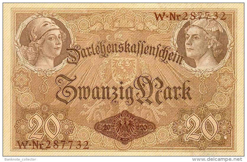 Deutschland, Germany - 20 Mark, Darlehenskassenschein, Ro. 49 A, 1914, UNC - Kassenfrisch ! - 20 Mark