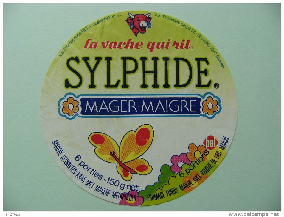 Etiquette Fromage Fondu - Vache Qui Rit - Sylphide BEL 6 Portions Export - Belgique  A Voir ! - Formaggio