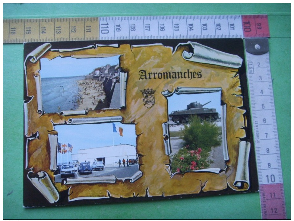 147 ) 6 Juin 1944 : Arromanches  : Gold Beach :la Plage , Pontons :musee Courseules: Le Char  : Recto , Verso  : - Arromanches