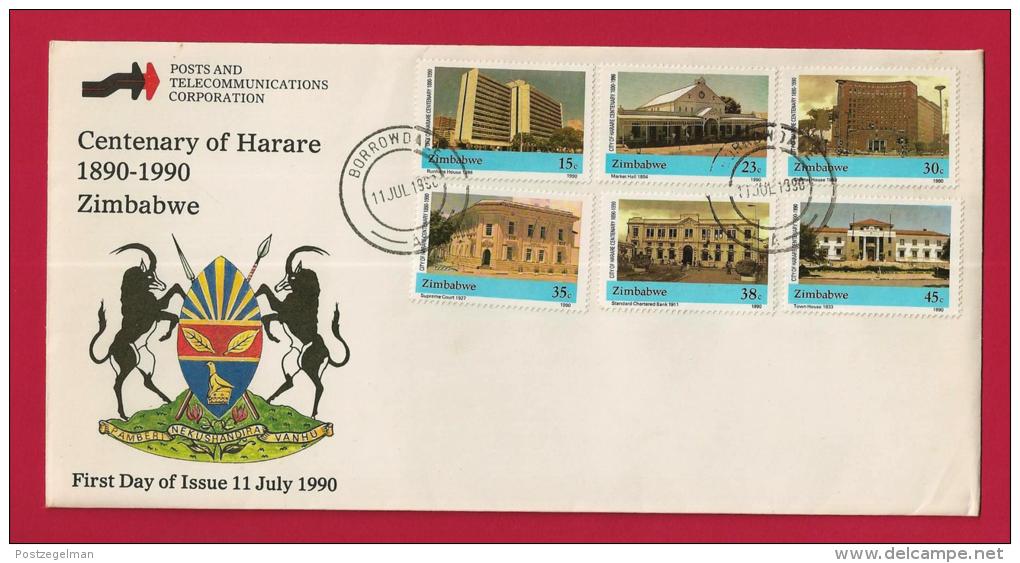 ZIMBABWE, 1990, Mint FDC,Centenary Harare, 442-447 - Zimbabwe (1980-...)