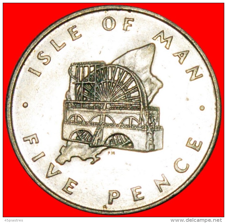 &#9733;LAXEY WHEEL: ISLE OF MAN &#9733;5  PENCE 1976! LOW START&#9733; NO RESERVE! - Isle Of Man