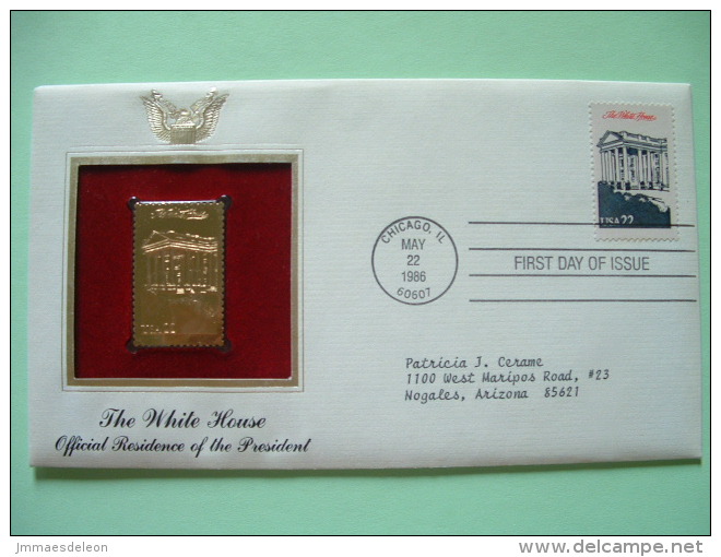 USA 1986 FDC Cover Presidents Gold Replica 23K - White House - Eagle Arms - Lettres & Documents