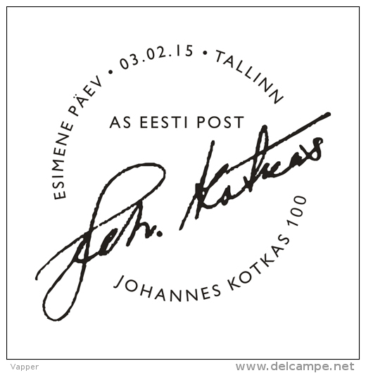 Wrestling J. Kotkas 100 - Olympic Gold Estonia 2015  Stamp FDC Mi 815 - Verano 1952: Helsinki