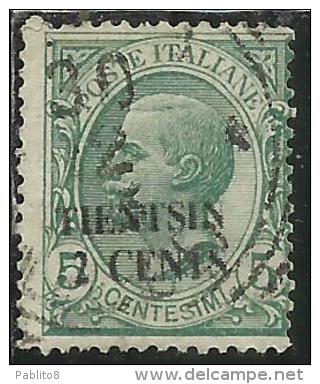 TIENTSIN TIENSTIN 1917 SOPRASTAMPATO D'ITALIA ITALY OVERPRINTED CENTS 2 C SU 5 CENT. USATO USED OBLITERE' - Tientsin