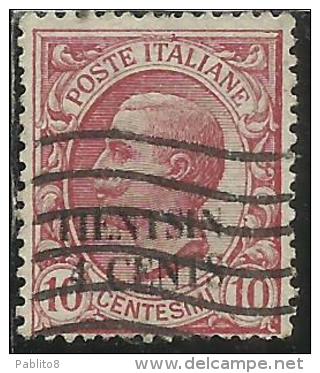 TIENTSIN TIENSTIN 1917 SOPRASTAMPATO D'ITALIA ITALY OVERPRINTED CENTS 4 C SU 10 CENT. USATO USED OBLITERE' - Tientsin