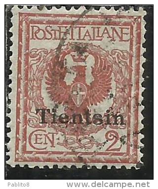 TIENTSIN TIENSTIN 1917 - 1918 SOPRASTAMPATO D'ITALIA ITALY OVERPRINTED CENT. 2 C USATO USED OBLITERE' - Tientsin