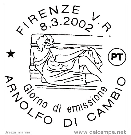 Nuovo - ITALIA - 2002 - 7º Centenario Della Morte Di Arnolfo Di Cambio - 0,41 € • Malato Alla Fonte, Scultura Di Arnolfo - 2001-10: Mint/hinged